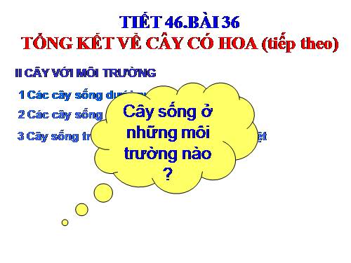 Bài 36. Tổng kết về cây có hoa