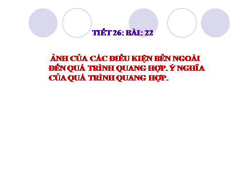 Bài 22. Ảnh hưởng của các điều kiện bên ngoài đến quang hợp, ý nghĩa của quang hợp