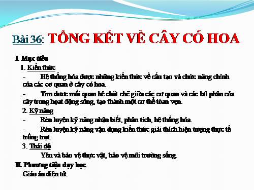 Bài 36. Tổng kết về cây có hoa