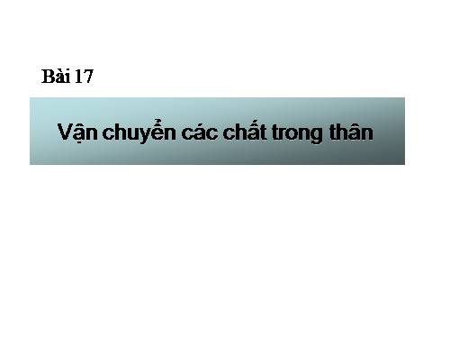 Bài 17. Vận chuyển các chất trong thân