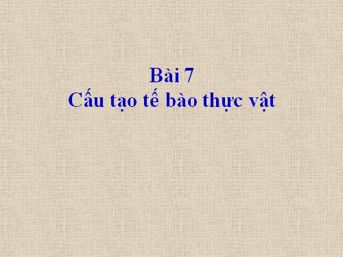 Bài 7. Cấu tạo tế bào thực vật
