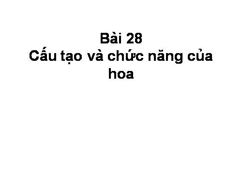 Bài 28. Cấu tạo và chức năng của hoa