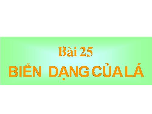 Bài 25. Biến dạng của lá