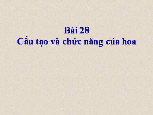 Bài 28. Cấu tạo và chức năng của hoa