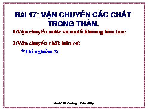 Bài 17. Vận chuyển các chất trong thân