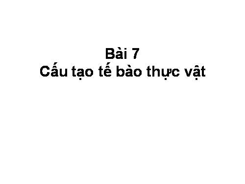 Bài 7. Cấu tạo tế bào thực vật