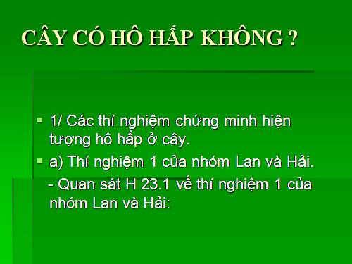 Bài 23. Cây có hô hấp không?