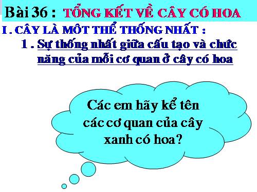 Bài 36. Tổng kết về cây có hoa