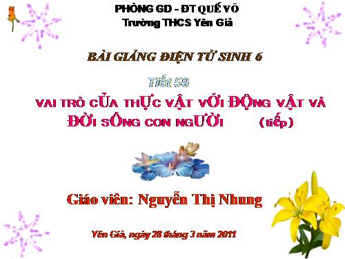 Bài 48. Vai trò của thực vật đối với động vật và đối với đời sống con người