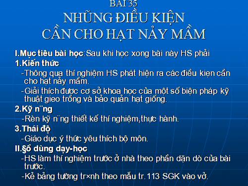 Bài 35. Những điều kiện cần cho hạt nảy mầm