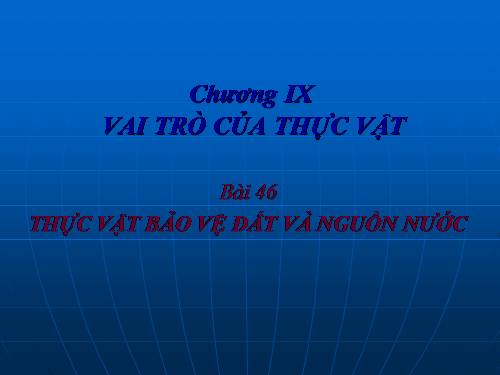 Bài 47. Thực vật bảo vệ đất và nguồn nước