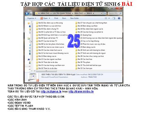 TẬP HỢP TƯ LIỆU SINH 6 BÀI 25