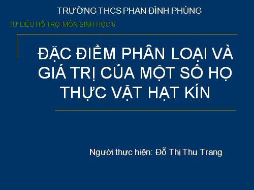 Tài liệu hỗ trợ môn sinh học 6