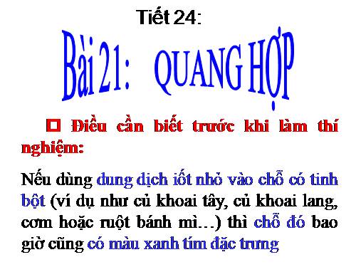 Bài 21. Quang hợp