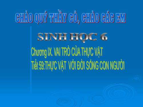 Bài 48. Vai trò của thực vật đối với động vật và đối với đời sống con người