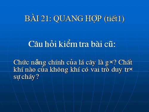 Bài 21. Quang hợp