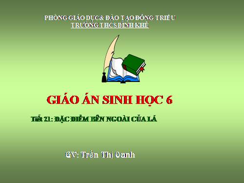 Bài 19. Đặc điểm bên ngoài của lá