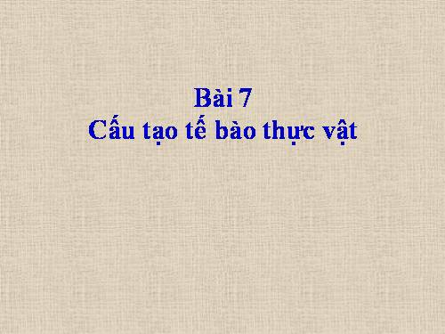 Bài 7. Cấu tạo tế bào thực vật