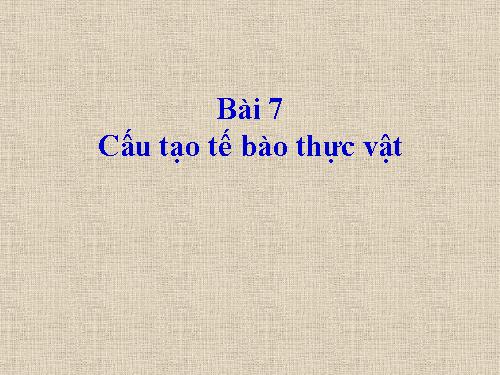 Bài 7. Cấu tạo tế bào thực vật