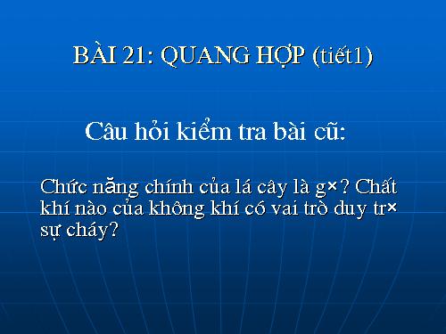 Bài 21. Quang hợp