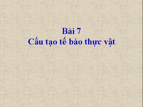 Bài 7. Cấu tạo tế bào thực vật