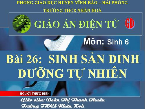 Bài 26. Sinh sản sinh dưỡng tự nhiên