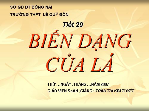 Bài 25. Biến dạng của lá