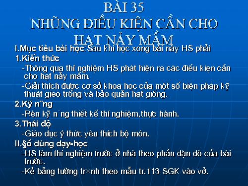 Bài 35. Những điều kiện cần cho hạt nảy mầm