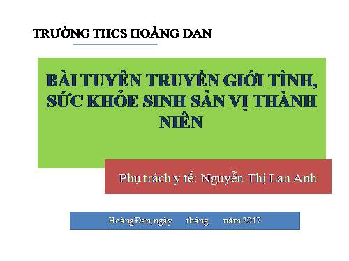 bài tuyên truyền về sức khỏe sinh sản vị thành niên