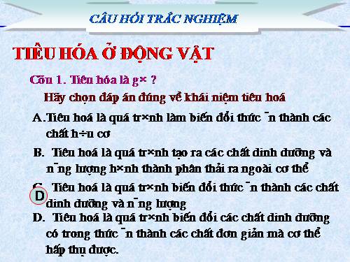 Trắc nghiệm _Tiêu hóa