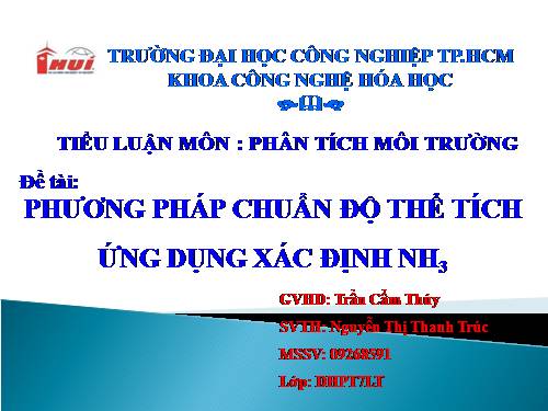 Phân tích Hàm Lượng NH3 bằng PP chuan đô