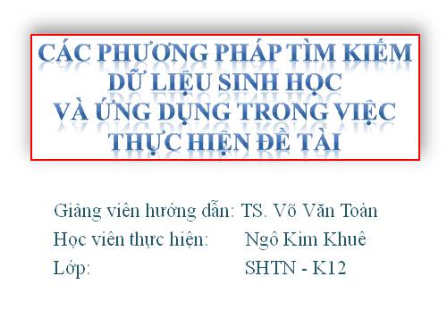 TIN SINH HỌC P29