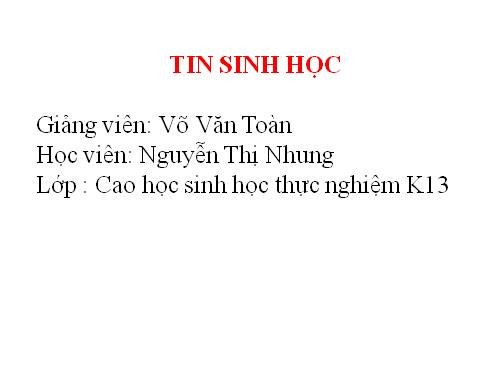 TIN SINH HỌC P20