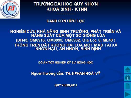 powerpoint luan văn mẫu so sánh khả năng sinh trưởng phát triển và năng suất của một số giống lúa