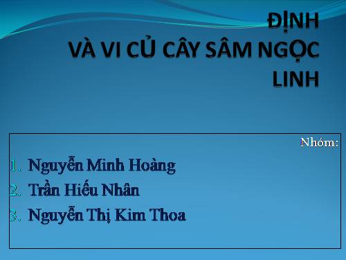 Nuôi cấy in vitro Sâm Ngọc Linh