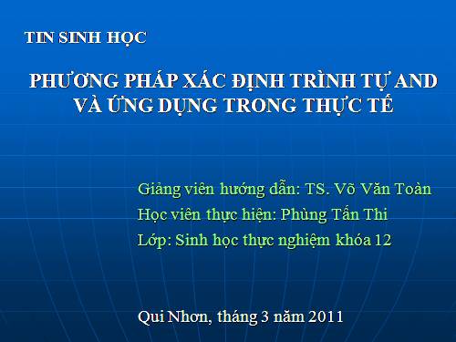 PHÂN TÍCH TRÌNH TỰ ADN