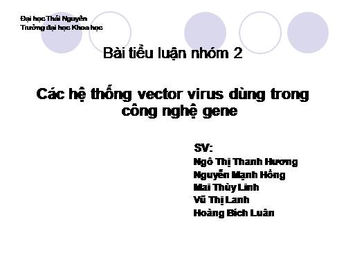 các hệ thống vector virus dùng trong công nghệ gene