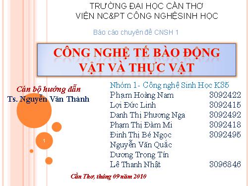 công nghệ tế bào động vật và thực vật