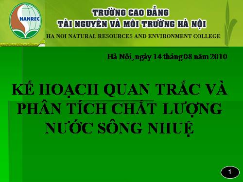 Kế hoạch quan trắc chất lượng nước sông