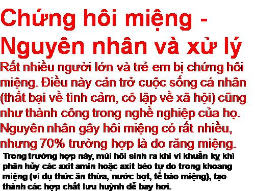 BỆNH HÔI MIỆNG,PHÒNG TRÁNH.