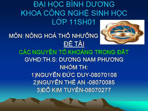 Bài seminar nông hóa thỗ nhưỡng