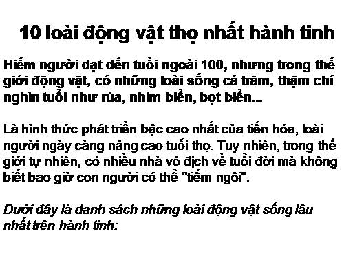 SỐNG LÂU?????