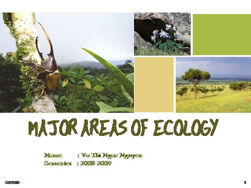 MAJOR AREA OF ECOLOGY