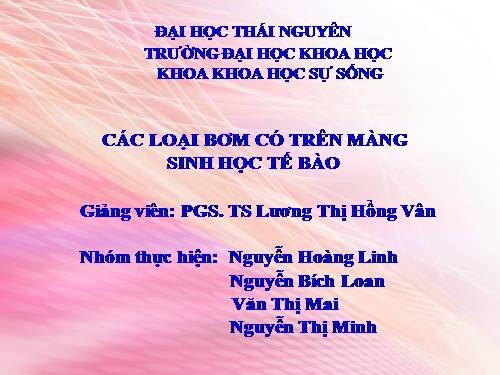 các loại bơm trên màng tế bào