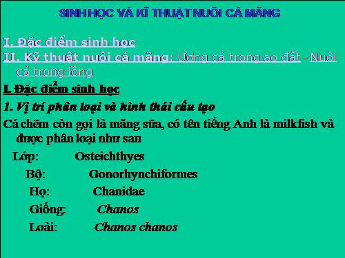 Sinh học và kỹ thuật nuôi cá măng