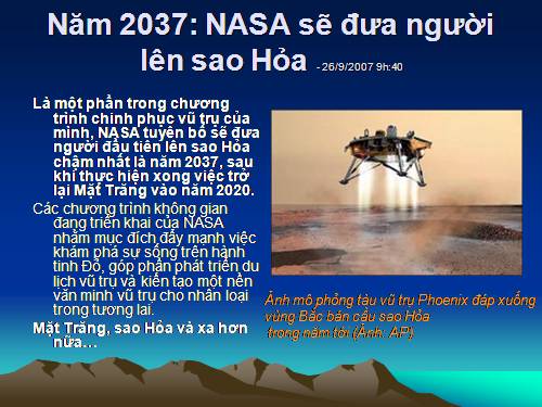 Nasa sẽ đưa người lên sao Hỏa năm 2037