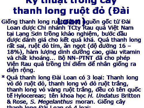 Kỹ thuật trồng cây thanh long ruột đỏ