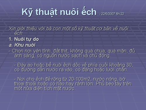 Kỹ thuật nuôi ếch