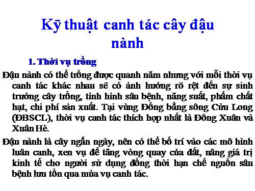 Kỹ thuật canh tác cây đậu nành