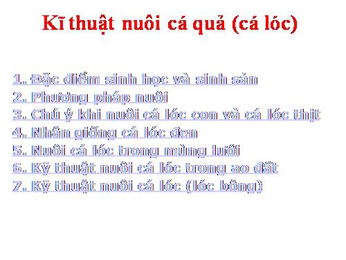 Kỹ thuật nuôi cá quả